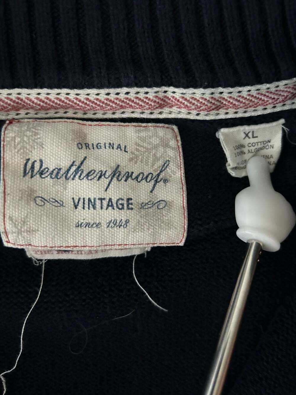 Original Weatherproof Vintage Men's 1/4 Zip Fair Isle Pattern Cotton Pullover - Picture 2 of 5